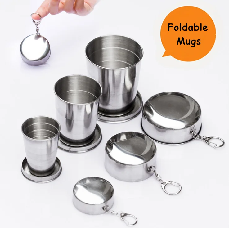 Wholesale Portable Smart Foldable Tooth Mugs Outdoors Stainless Steel Coffee Travel Mugs
