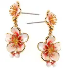 Chunky Earring Earrings 16k Chunky Gold Delicate Enamel Real Flower Dangle Drop Earring Earrings For Women