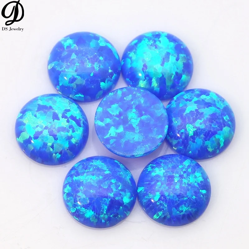 WHOLESALE SYNTHETIC LAB CREATED BLUE OPAL ROUND LOOSE CABOCHON VARIOUS SIZES 