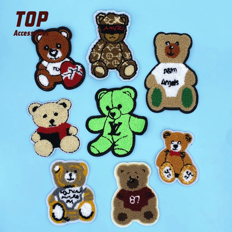 Manufacturers Wholesale Spot Cute Bear Cloth Stickers Chenille Embroidery Patches On Purse