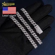 USA Local Stock 6mm 925 Silver Cuban Link Chain Moissanite Jewelry Hip Hop Men Women Iced Out Moissanite Cuban Necklace