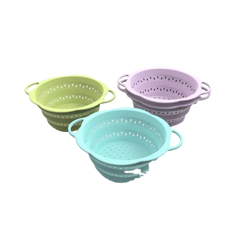 Macaron Color Plastic Strainer Colander for Fruit Vegetable with 2 Handles Plastic Sieve Basket Colander