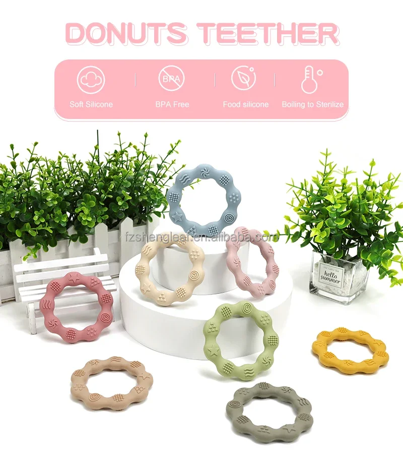 product wholesale customized bpa free soft baby silicone newborn pacifier teether infant tactile training teething toy food grade-6