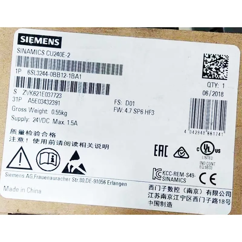 German SIEMENS G120 inverter AC drive inverter 6SL3244-0BB12-1BA1 sensor module PLC brand new original servo motor