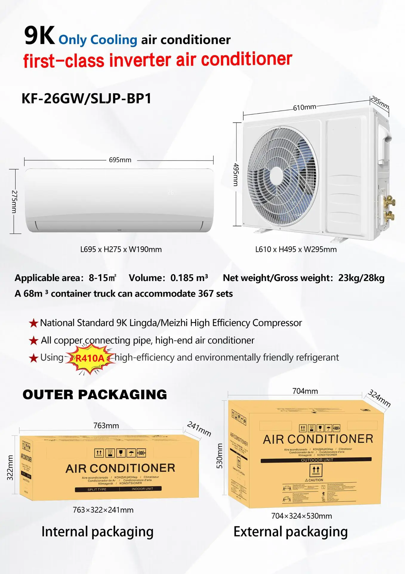 Split Air Conditioner, R32, 18000Btu, 36000Btu - detail 6