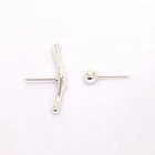 Ball Earrings Classic Brass Plated Silver Color Ball Shape And Irregular Long Stick Stud Earrings