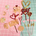 Wholesale Gold Love Heart Cupcake Cake Topper For Wedding