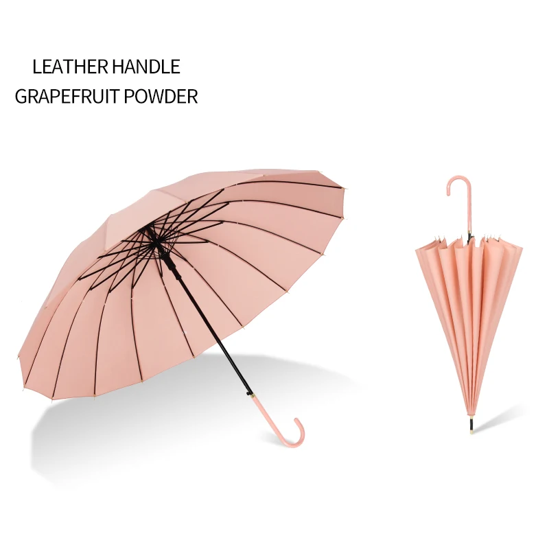 New solid 16-bone straight clear customized umbrella automatic long umbrella printed advertising umbrella with logo