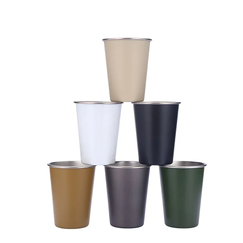 350ml Single Wall Stainless Steel 18/8 Coffee Beer Cola Mug Outdoor Camping Cup Party Use Single Wall Cup