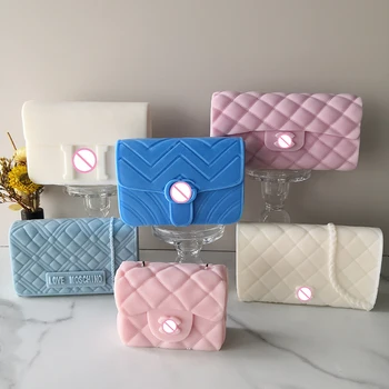 New Design DIY Handmade Gift Girls Purses Logo Bag Soap SIlicone Mould Fashion Woman Handbag Candle Mold