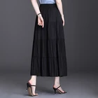 Skirt Long Women Summer Skirt High Waist Solid Flared Long Denim Skirt Ladies Long Satin Skirt