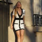 Couture Dress D8683#Hot Summer Fashions Couture Short Sleeves V-neck Bandages Sheath Dress