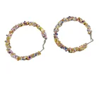 Silver Hoop Earrings European And American Fashion Pink Romantic Sequins Big Silver Hoop Earrings For Women