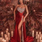 Dresses Dresses 2021 2021 Fashion Hot Sales Elegant Sequin Slit Red Evening Dresses Wedding Guest Dresses For Women