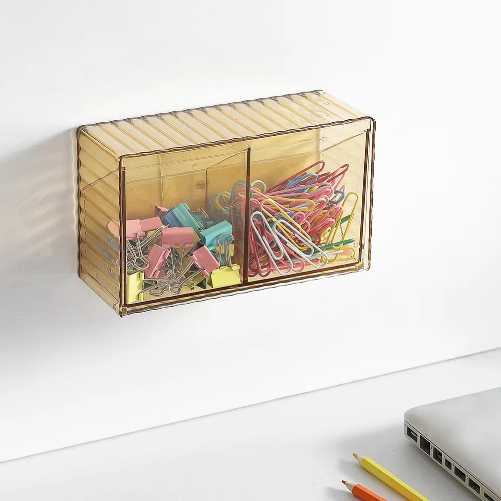 Multifunction Wall-mounted 2 Grids Cotton Swab Holder Jar Container Clear Cotton Pads Holder Cotton Ball Organizers In Stock