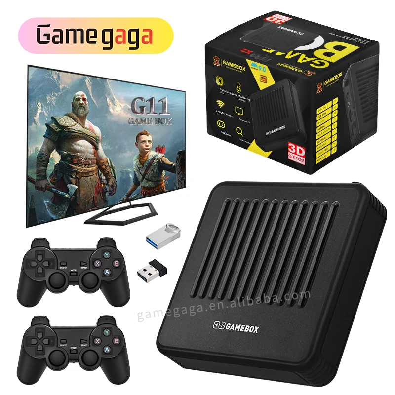 Android 9.0 Video tvbox Console Double Wireless Controller 4K HD Gamebox  G11 PRO 256GB Retro 40000 Games Stick TV for PSP PS1