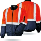 Yellow Jacket Customized Hi Vis Yellow Blue Reflective Winter Pilot Bomber Safety Work Jacket