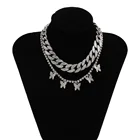 Jewelry 2021 Gold Plated Jewelry Doulbe Layered Necklaces Icy Butterfly Choker Necklace
