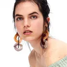Earrings Hoop Wholesale Acrylic Chain Colorful Earrings Fashion Geometric Resin Long Hoop Drop Earrings For Women