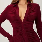 Dress Casual Dress Button Front Ruched Women Sexy Bodycon Dress For Evening Party