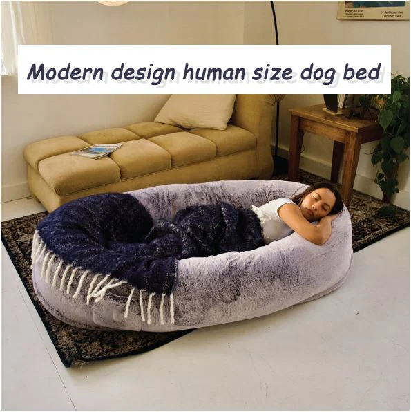 Big Cute Dog Kennel Dog Bed For Human Long Plush Comfortable Luxury