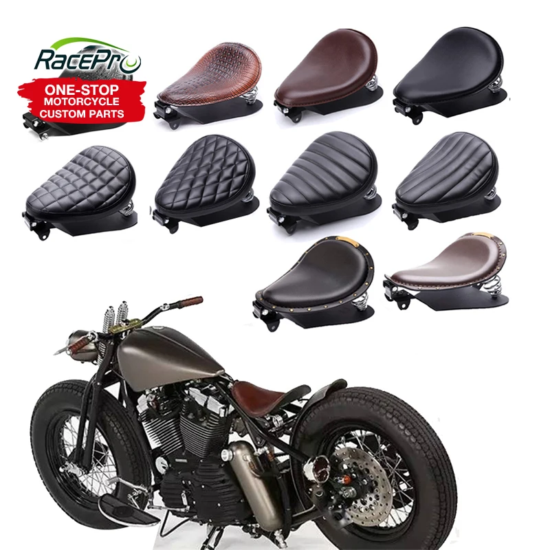 thumbnail image 2 of Dhnewpart Spring Solo Seat For Harley Sportster Bobber Chopper – 3" Springs, Black, With Backrest 2 of 6