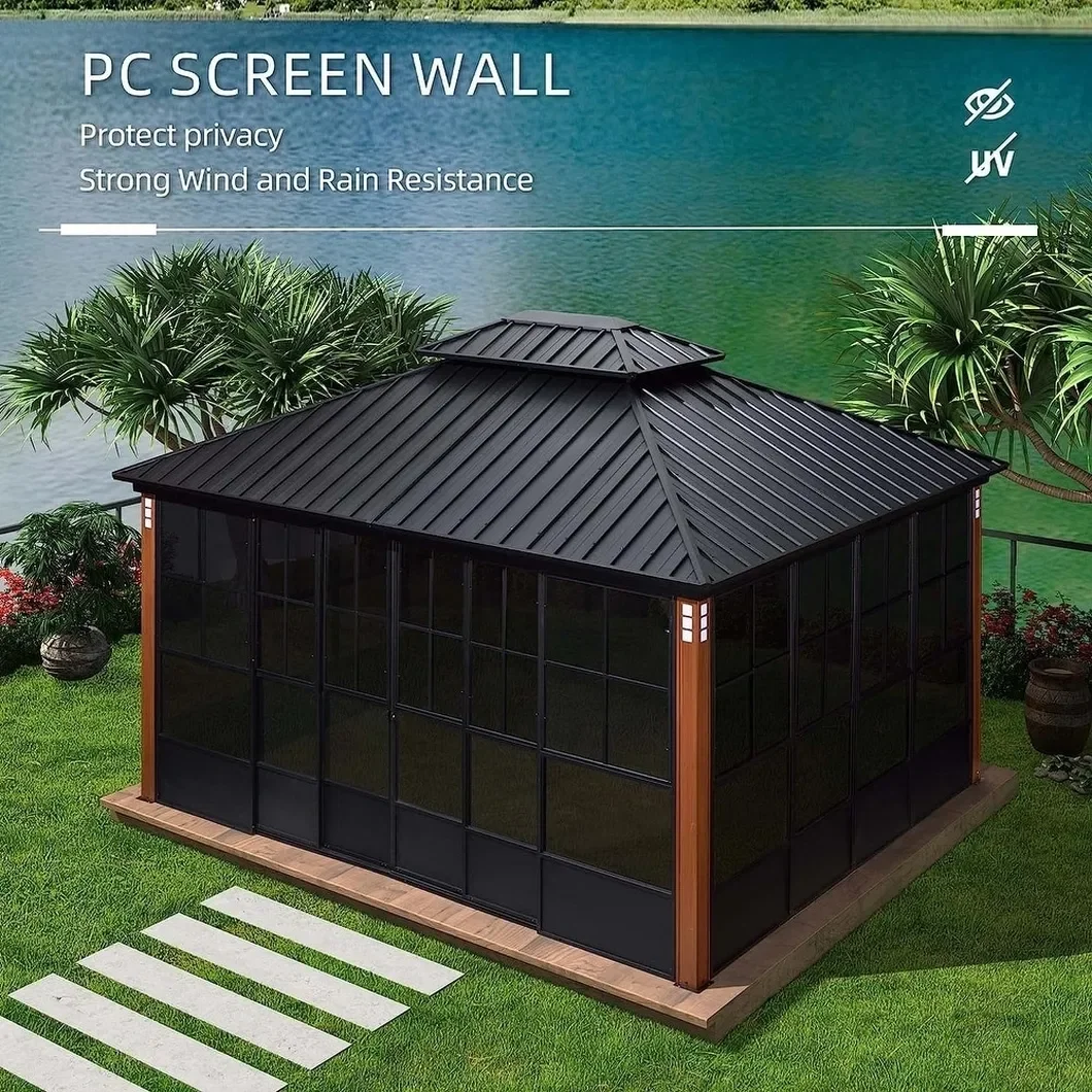 Gallery Detail: Outdoor Sunroom Screen House With Led Lights Patio Hardtop Gazebo
