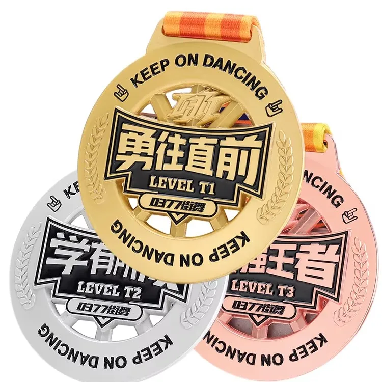 Wholesale 3d Metal Gold Sliver Bronze Zinc Alloy Medals Manufacturers Custom Sport Kids Dance Medals factory