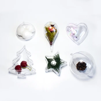 Hot selling christmas tree decoration hanging ornaments 7cm clear transparent acrylic open christmas ball