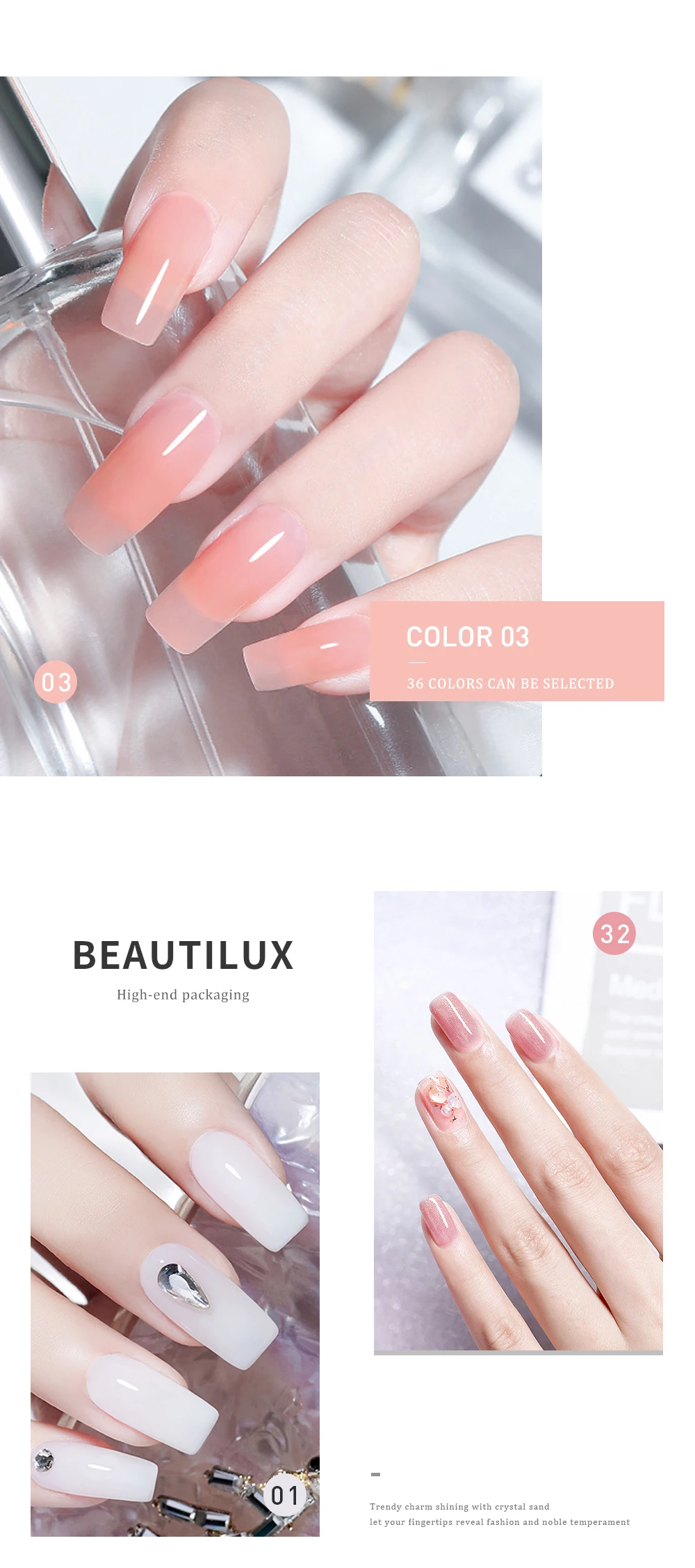 Beautilux Camouflage Rubber Base Coat Gel Milky White Nude Pink Beige