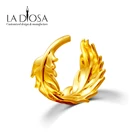 925 Silver Silver 925 Silver Rings Modern Design Adjustable Bezel Setting 925 Sterling Silver Feather Gold Ring