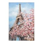Paris Spring Eiffel Tower Oil Painting Acrylic Painting Flower Cherry Blossom Pink For Home Decor