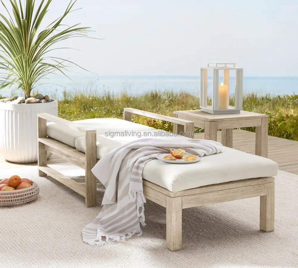 Single Chaise Lounge teak sofa lounge  outdoor furniture patio daybed garden teak lounge
