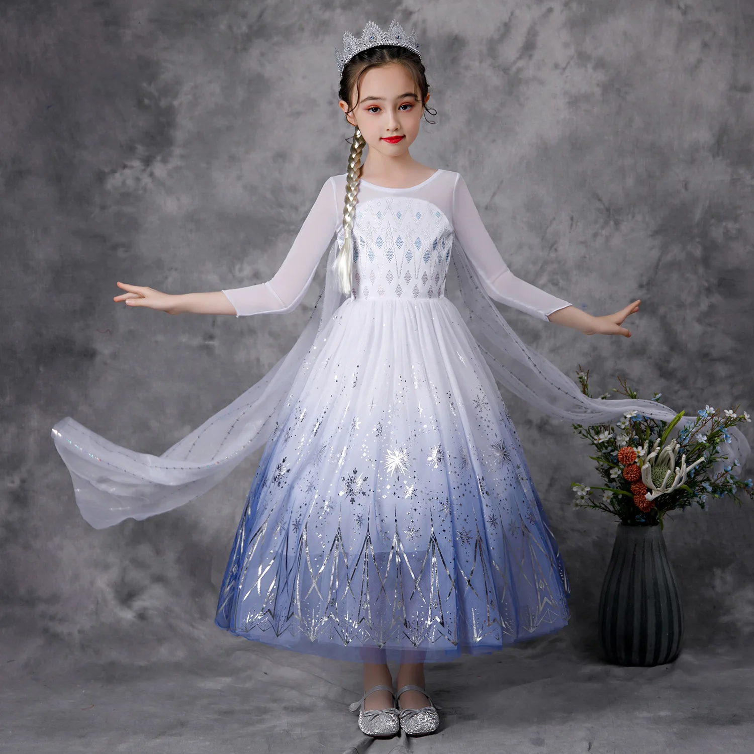 Satin Rainbow Party Wear Girl Dress 
