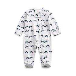White Background Cotton Newborn Baby Long Sleeve Jumpsuit Baby Toddlers Bodysuits Baby Unisex Pajamas