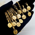 Gold Pendant Coin Pendant Necklace 18k Gold Plated Coin Shape Zodiac Sign Pendant Necklace Chain For Women