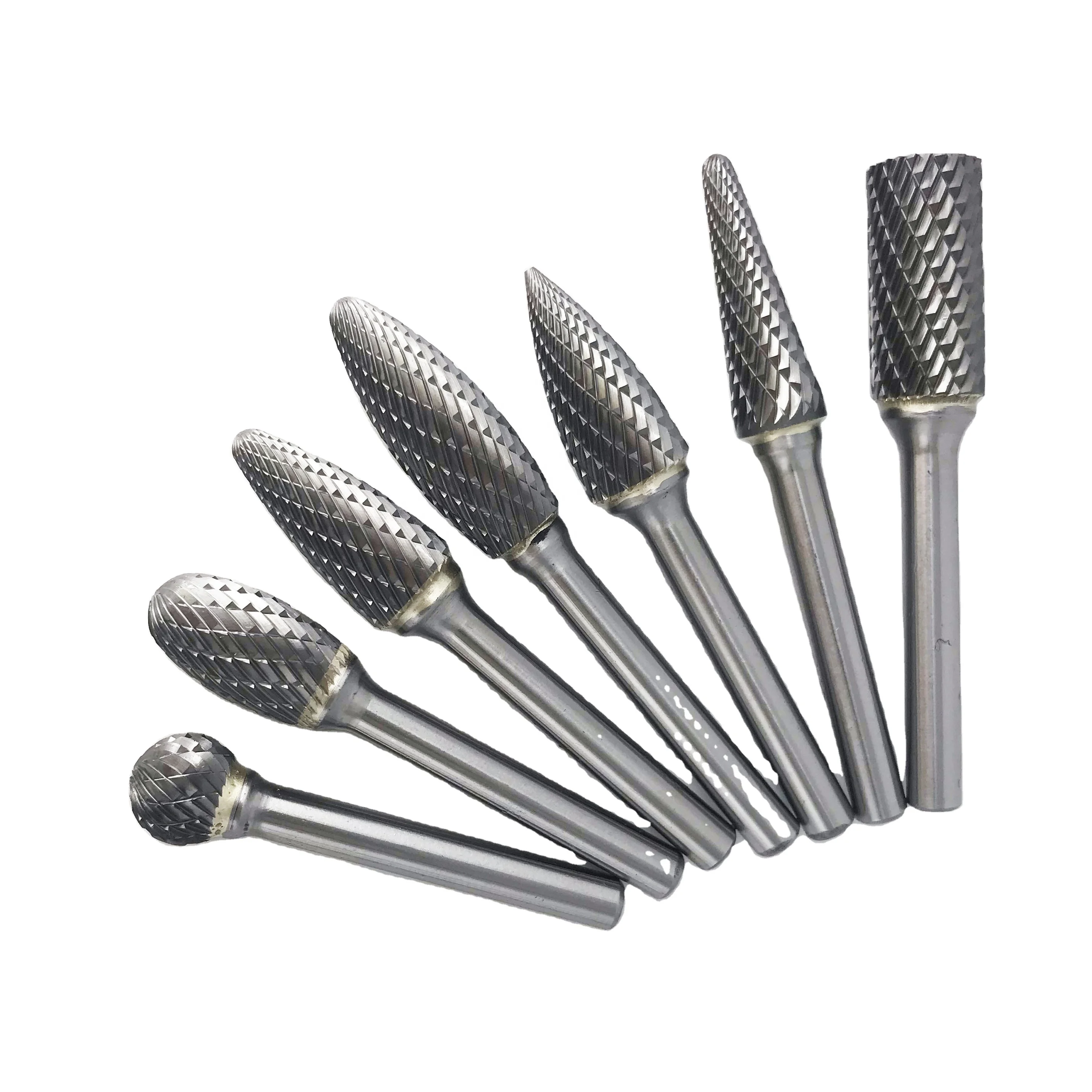 WUWTOOLS Tungsten Carbide Cutting Burrs SD-3 1/4 Shank Double Cut Die Grinder Bit Rotary File Accessories for Wood Stone Carving Metal Glass Grinding Engraving Polishing Cutting Shaping and Drilling 
