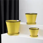 Pots Pots Hot Selling Latest Design Planting Flowers White Glossy Glaze Ceramic Plant Pots For Garden
