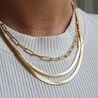Jewelry 2021 Bohemia Jewelry 18k Gold Plated Stainless Steel Snake Herringbone Chain Choker Necklace Women