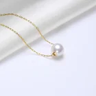 18k Pendant Simple Design Fashion Jewelry Women Pearl Pendant 18k Real Gold Pearl Necklace