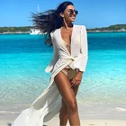 Beachwear Women Beachwear Julysand Hot Selling Women Knitted Cover Up Beachwear Deep V Neck Printed Beachwear