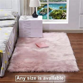 2022 China Factory Wholesale Hotel Faux Rabbit Fur Rugs and Carpets for Living Room Shaggy Fluffy Sheepskin Carpet Mat Area Rugs