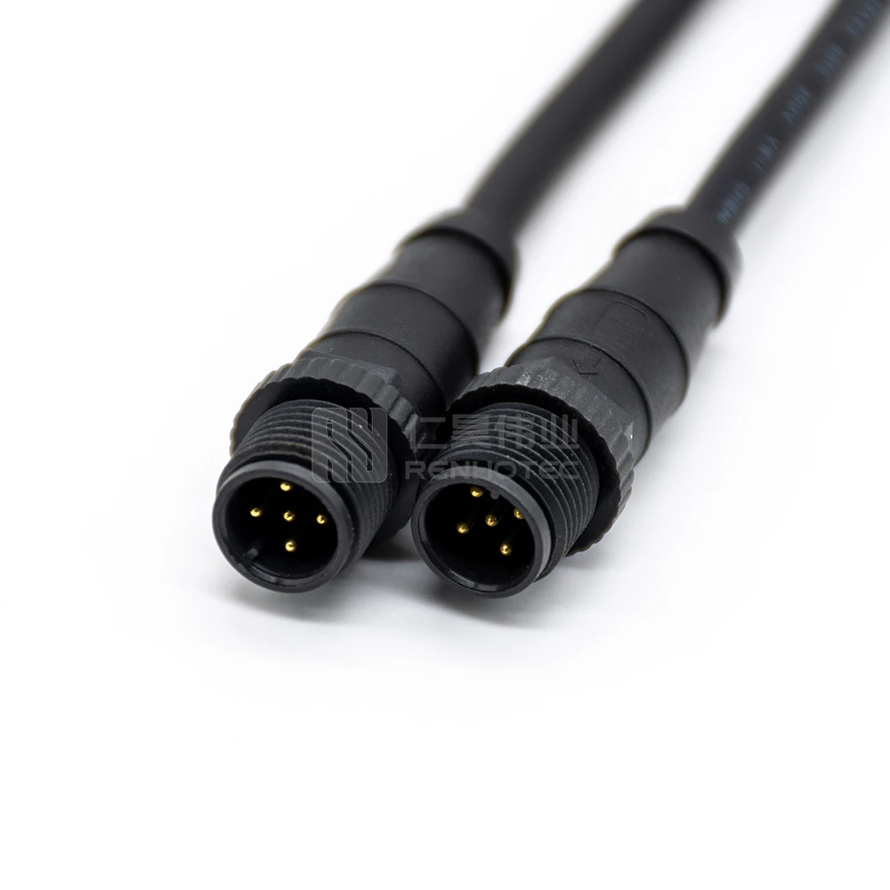 M12 5Pin Connector Waterproof Cable A Code 5 Pole Male to Male Plastic Molded Cable