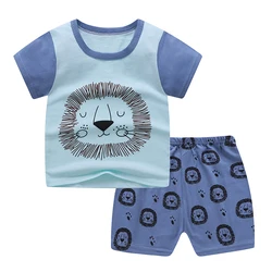 Hot Sale 100% Cotton Summer Clothes  for boys and girls sets Short Sleeve T-shirt two pieces Sportswear  Children clothings