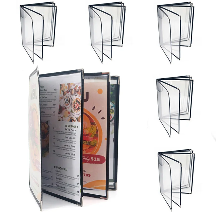 Menu Covers Sleeves 5 Pages 10 Views Restaurant Transparent Menu Folder for Wine Drinks Coffee Bars Restaurant supplier