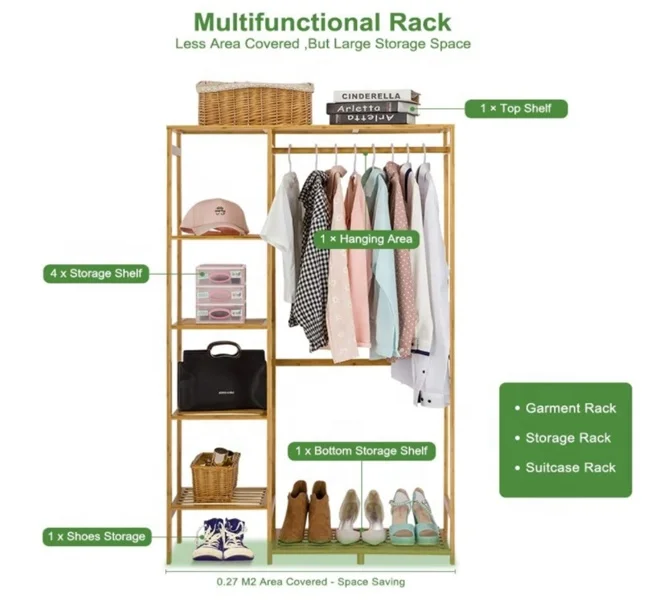 Bamboo Wood Large Clothes Drying Rack Hanger Tiered Model Dress Clothes Hanger Stand