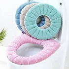 Seat Cover 2020 NEW Soft Thicker Warmer Stretchable Washable Cloth Toilet Seat Cover Pads Universal With Handle