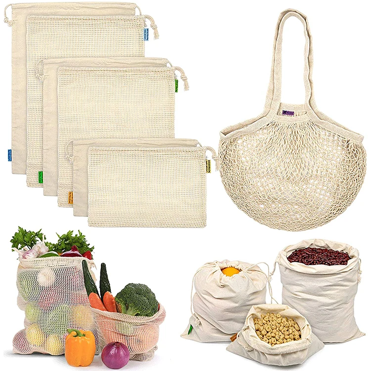 Zero Waste Produce Bags Reusable Vegetable Bag Biodegradable Fruit Cotton Bags