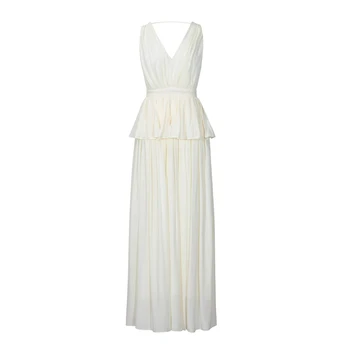 French Style Deep V-neck Summer Casual Street style elegant solid color luxury beach designer premium Sleeveless dress