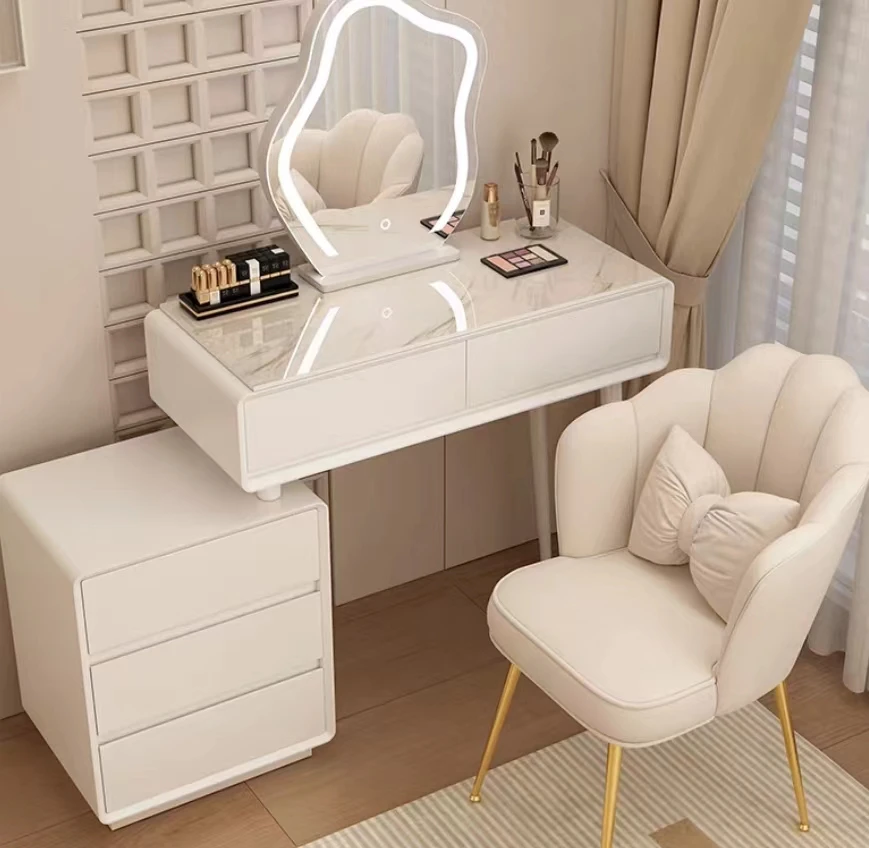 Modern Furniture Hotel Apartment Bedroom Set Adjustable Dressing Table With Mirror Wooden Make Up Table With Led Light